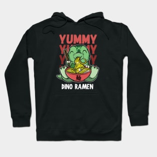 Cute tyrannosaurus Rex Dinosaur E=Happily Eating A Bowl Of Yummy Japanese Ramen Hoodie